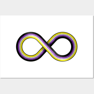 Large Infinity Symbol Striped with Non-Binary Pride Flag Posters and Art